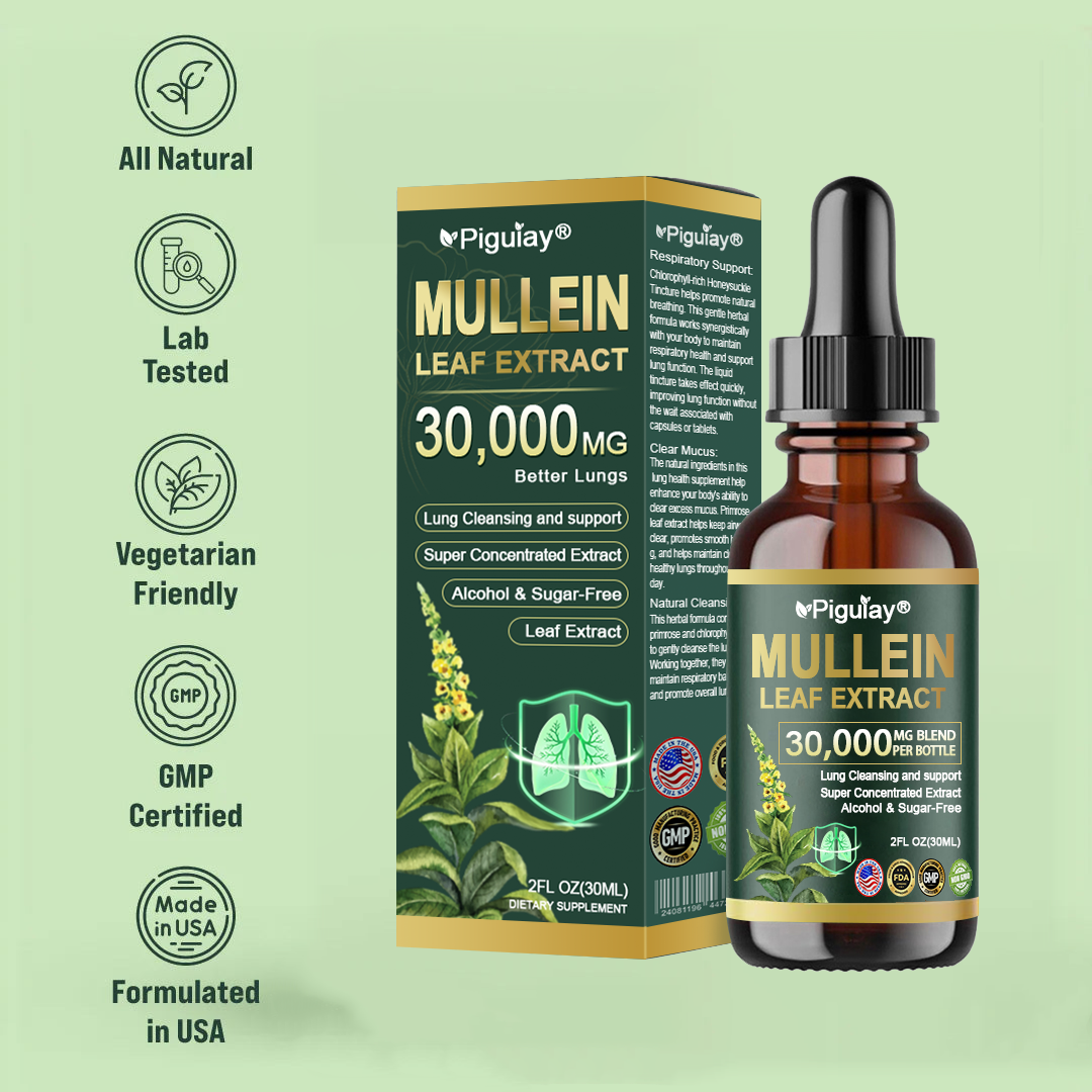 Official Store:Piguiay® Organic Lung Cleansing Mullein Leaf Extract Drops - American Thoracic Society Endorsed to Support Lung Health💌