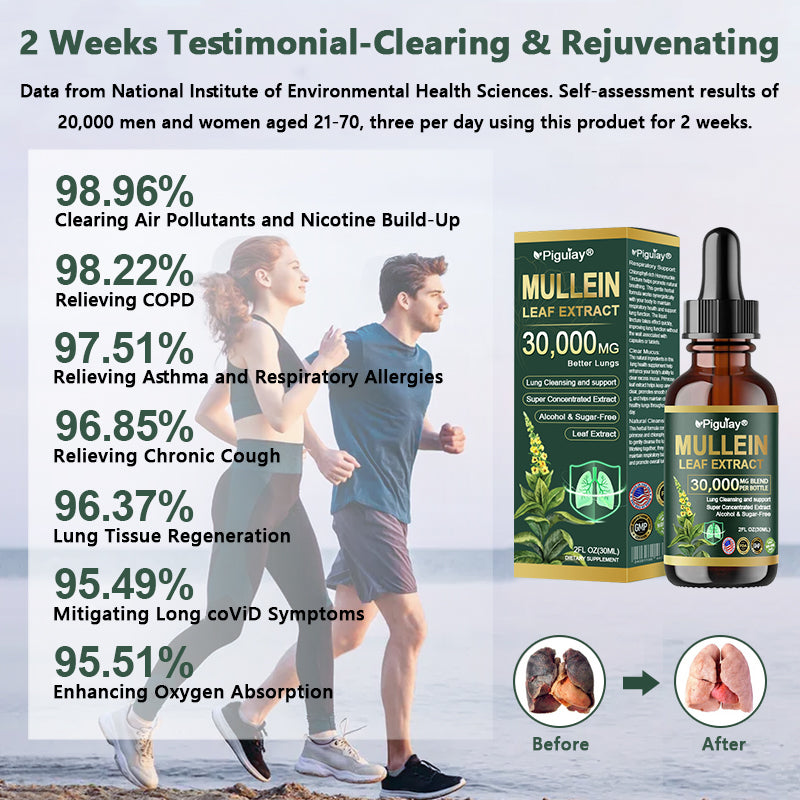 Official Store:Piguiay® Organic Lung Cleansing Mullein Leaf Extract Drops - American Thoracic Society Endorsed to Support Lung Health💌