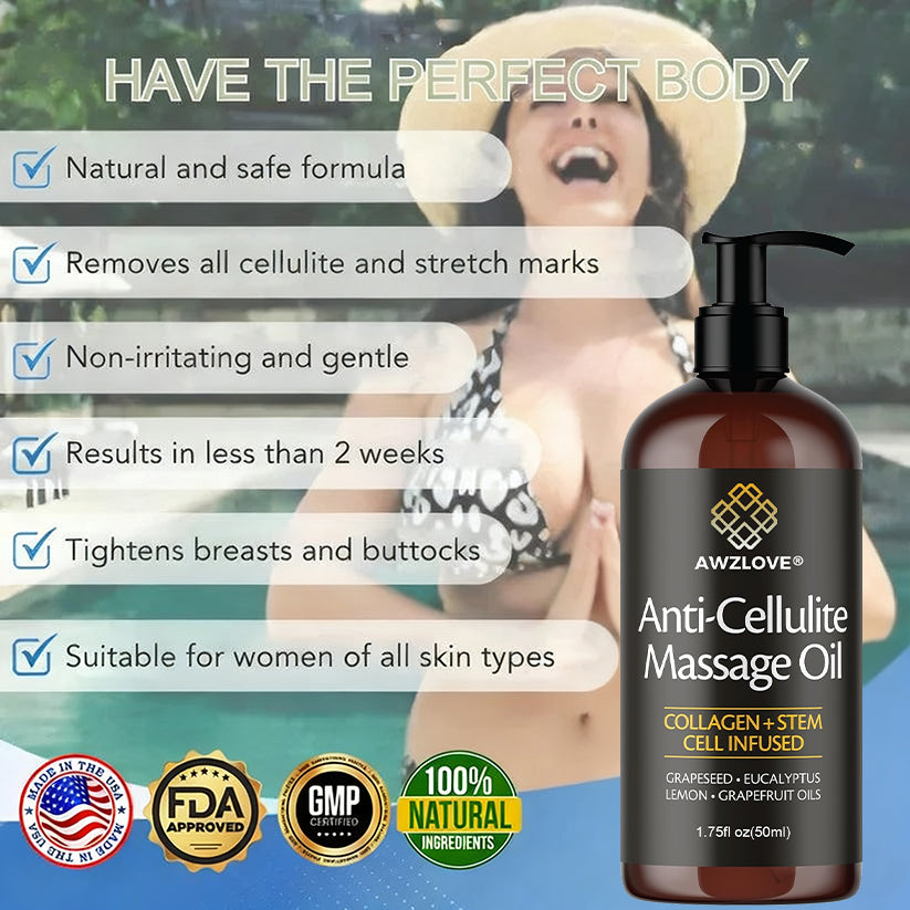 Awzlove® Luxurious Collagen & Stem Cell Anti-Cellulite Massage Oil🎉 (🔥70% Off for a Limited Time!) (Copy)🎁