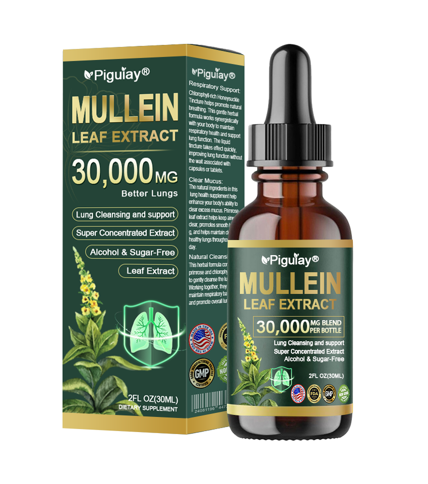 Official Store:Piguiay® Organic Lung Cleansing Mullein Leaf Extract Drops - American Thoracic Society Endorsed to Support Lung Health💌